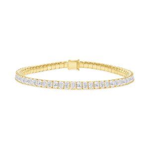 Round Cut Push Back Diamond 18K Gold Stud Bracelet